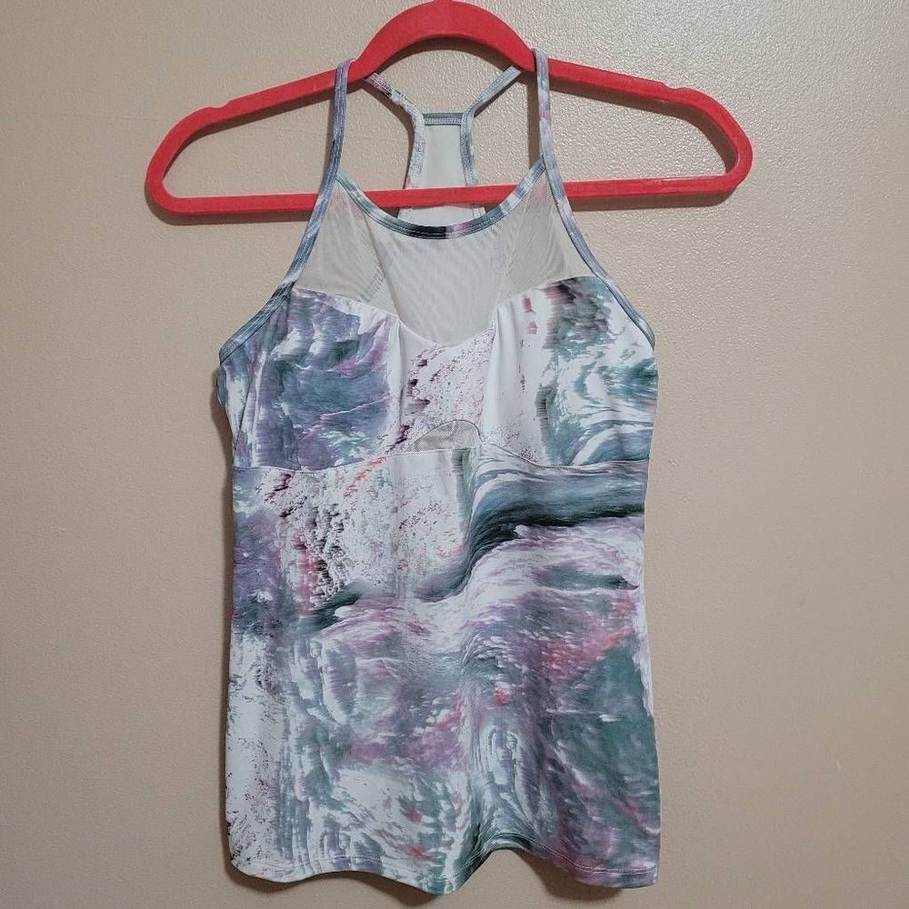 Fabletics Small Daphne Performance Tank Stratus/White Support Mesh Workout Gym